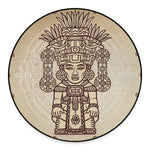 Ancient Mayan Statue Print Round Floor Mat