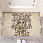 Ancient Mayan Statue Print Rubber Doormat