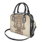 Ancient Mayan Statue Print Shoulder Handbag