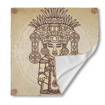 Ancient Mayan Statue Print Silk Bandana