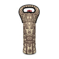 Ancient Mayan Statue Print Single Neoprene Wine Tote