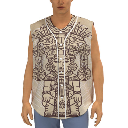 Ancient Mayan Statue Print Sleeveless Baseball Jersey