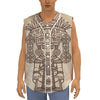 Ancient Mayan Statue Print Sleeveless Baseball Jersey