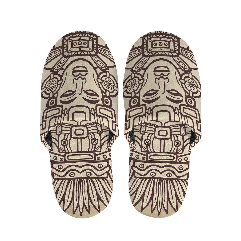 Ancient Mayan Statue Print Slippers