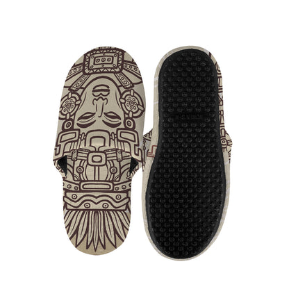 Ancient Mayan Statue Print Slippers