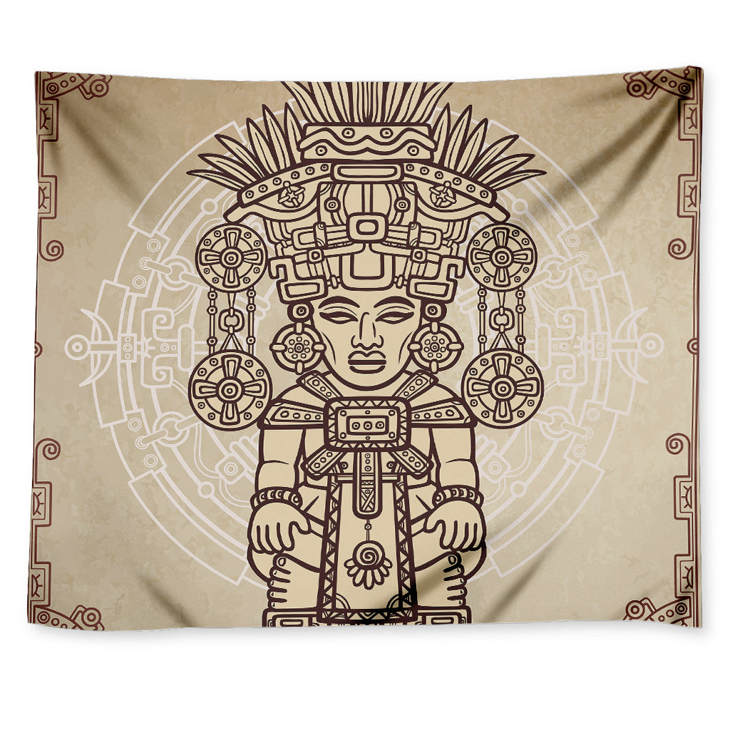 Ancient Mayan Statue Print Tapestry
