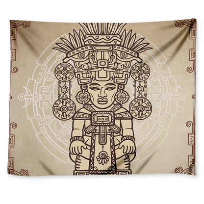Ancient Mayan Statue Print Tapestry