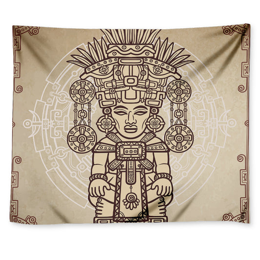 Ancient Mayan Statue Print Tapestry