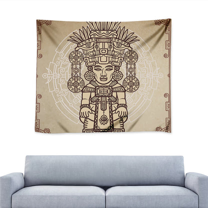 Ancient Mayan Statue Print Tapestry