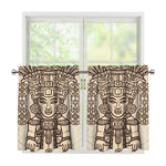 Ancient Mayan Statue Print Tier Curtains
