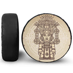 Ancient Mayan Statue Print Tire Cover