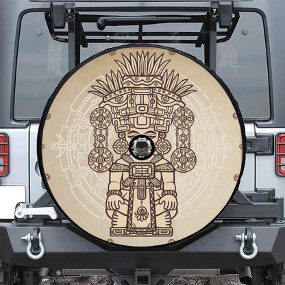 Ancient Mayan Statue Print Tire Cover With Camera Hole