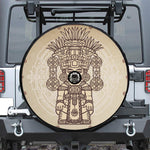 Ancient Mayan Statue Print Tire Cover With Camera Hole
