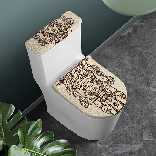 Ancient Mayan Statue Print Toilet Lid And Tank Cover Set
