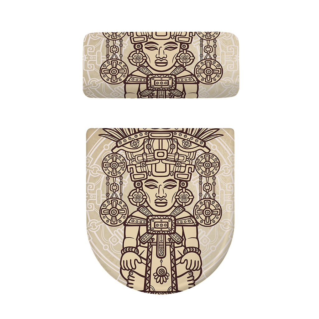 Ancient Mayan Statue Print Toilet Lid And Tank Cover Set