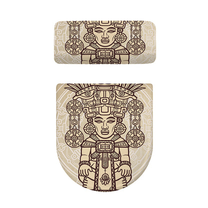 Ancient Mayan Statue Print Toilet Lid And Tank Cover Set