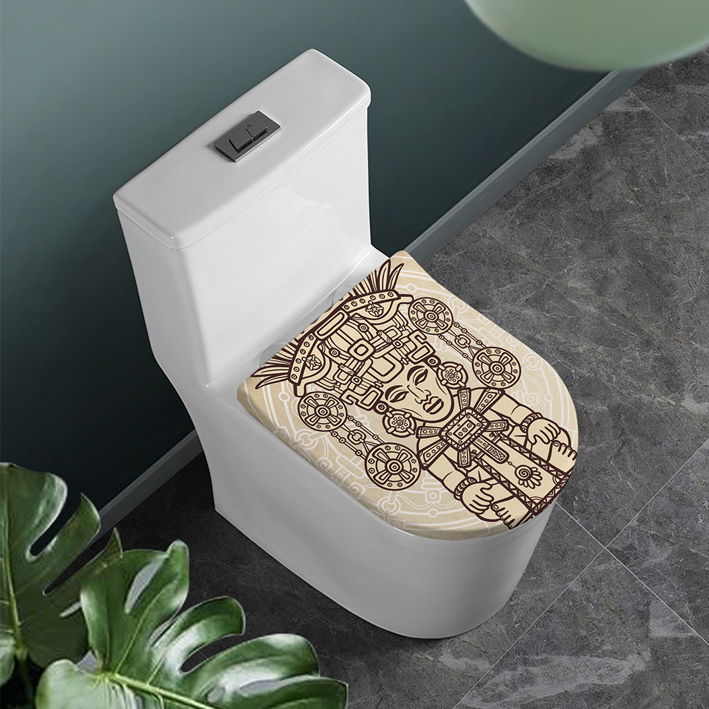 Ancient Mayan Statue Print Toilet Lid Cover
