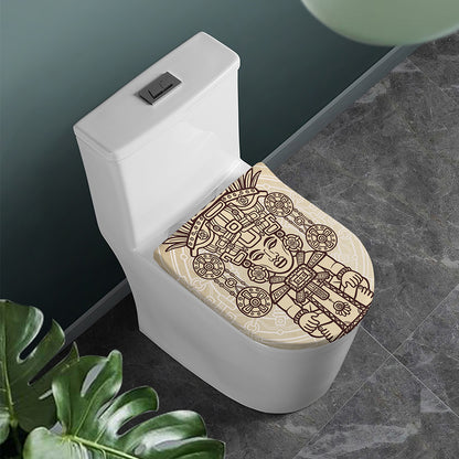 Ancient Mayan Statue Print Toilet Lid Cover