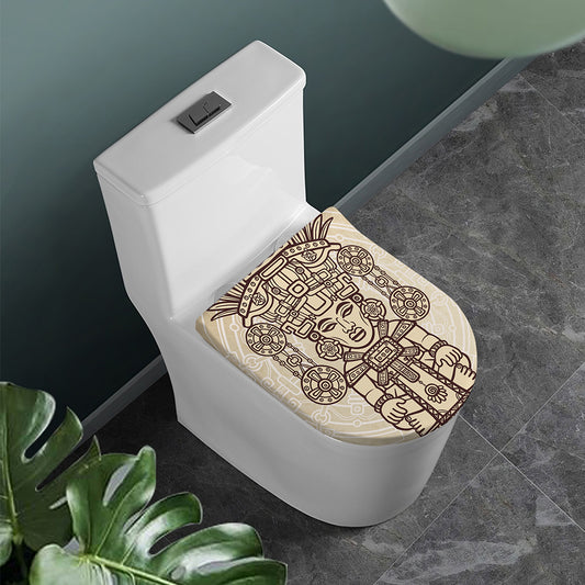 Ancient Mayan Statue Print Toilet Lid Cover