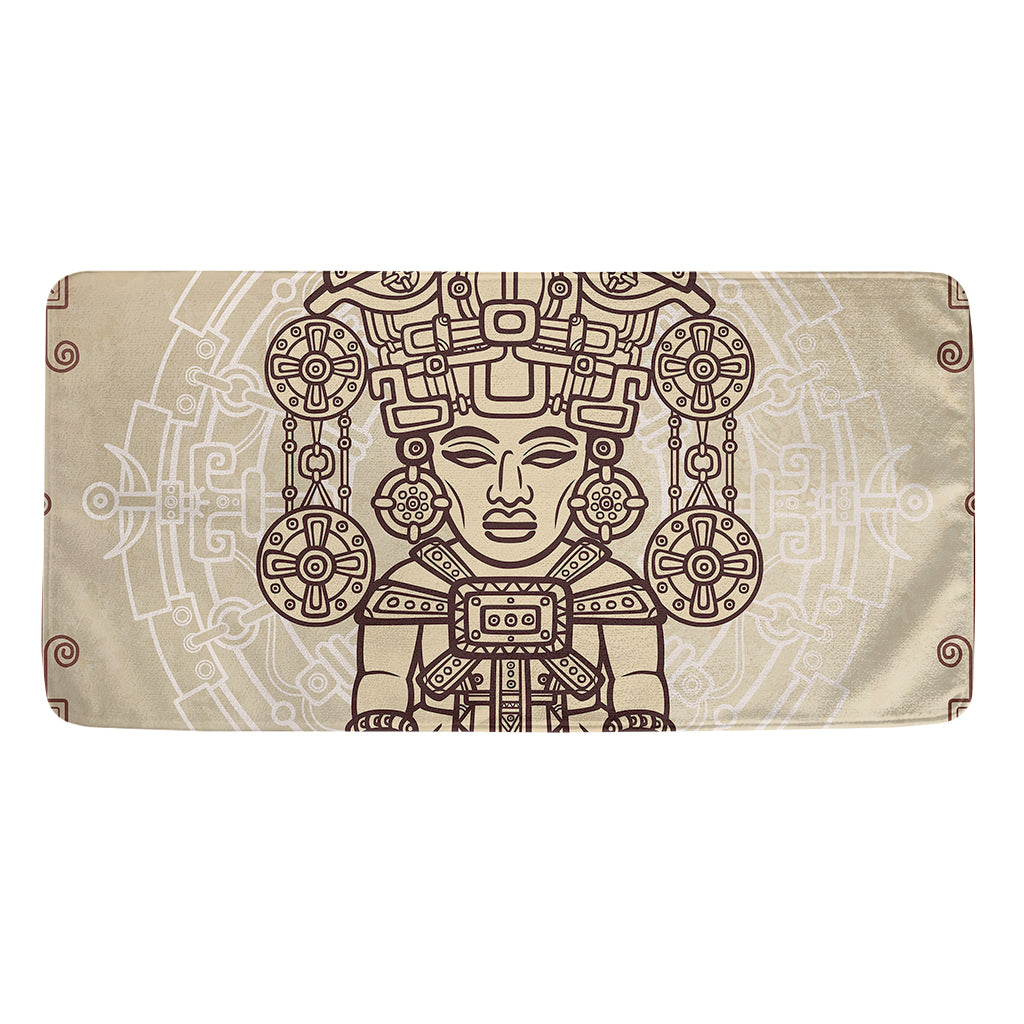 Ancient Mayan Statue Print Towel