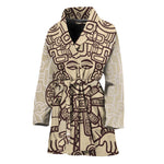 Ancient Mayan Statue Print Women's Bathrobe