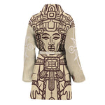 Ancient Mayan Statue Print Women's Bathrobe