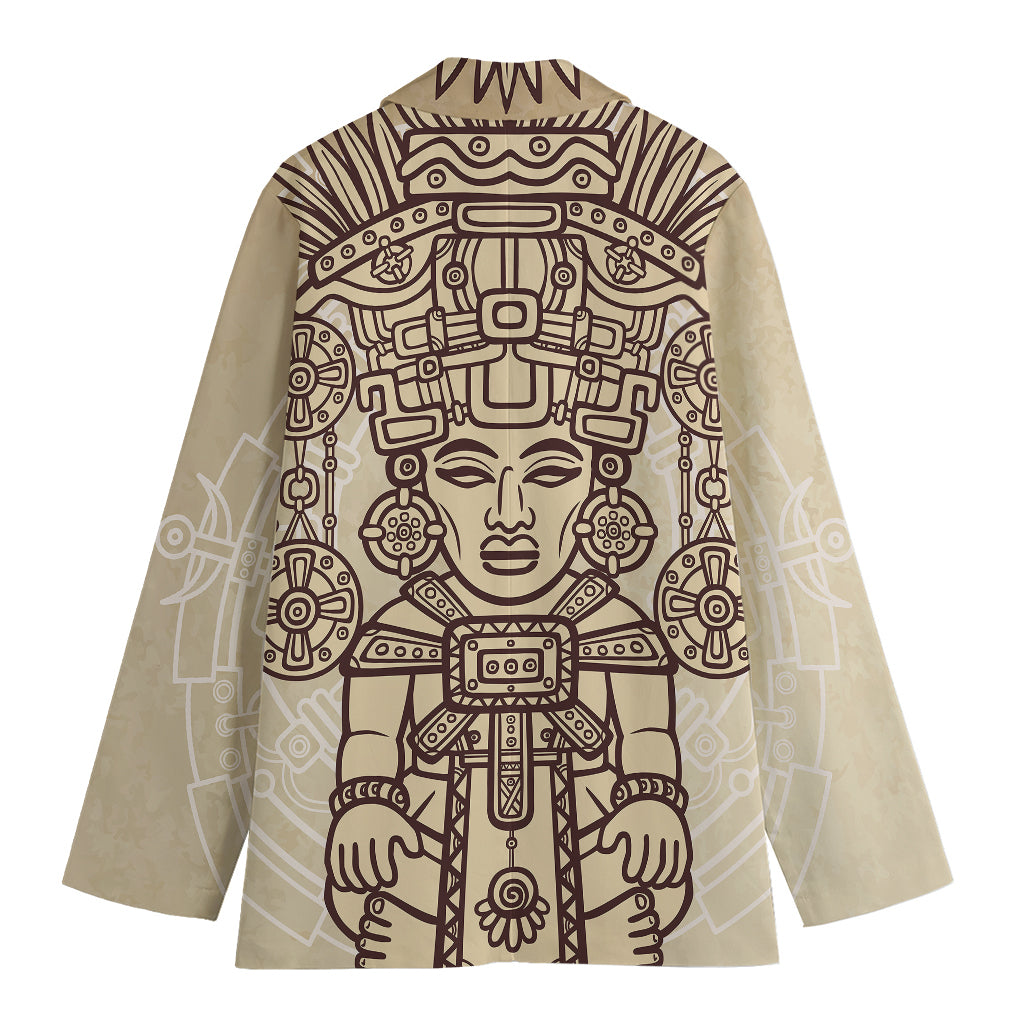 Ancient Mayan Statue Print Women's Blazer