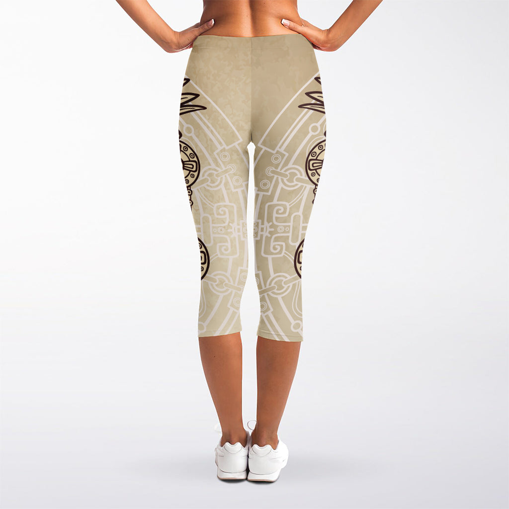 Ancient Mayan Statue Print Women's Capri Leggings