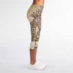 Ancient Mayan Statue Print Women's Capri Leggings