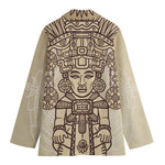 Ancient Mayan Statue Print Women's Cotton Blazer