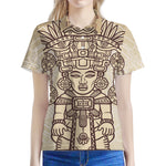 Ancient Mayan Statue Print Women's Polo Shirt