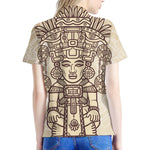 Ancient Mayan Statue Print Women's Polo Shirt