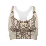 Ancient Mayan Statue Print Women's Sports Bra