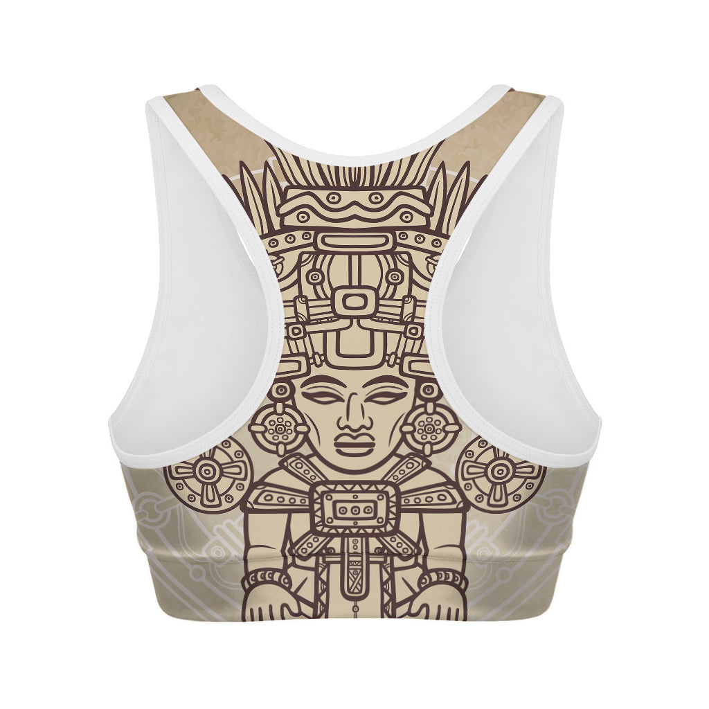Ancient Mayan Statue Print Women's Sports Bra