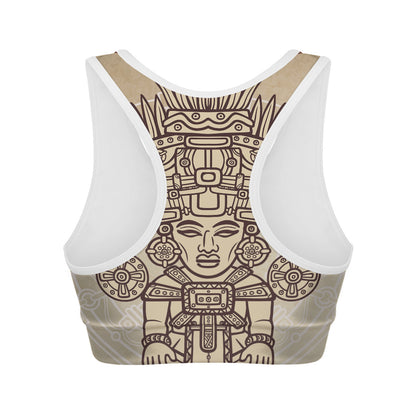 Ancient Mayan Statue Print Women's Sports Bra