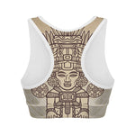 Ancient Mayan Statue Print Women's Sports Bra