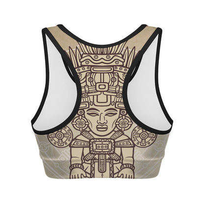 Ancient Mayan Statue Print Women's Sports Bra