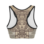Ancient Mayan Statue Print Women's Sports Bra