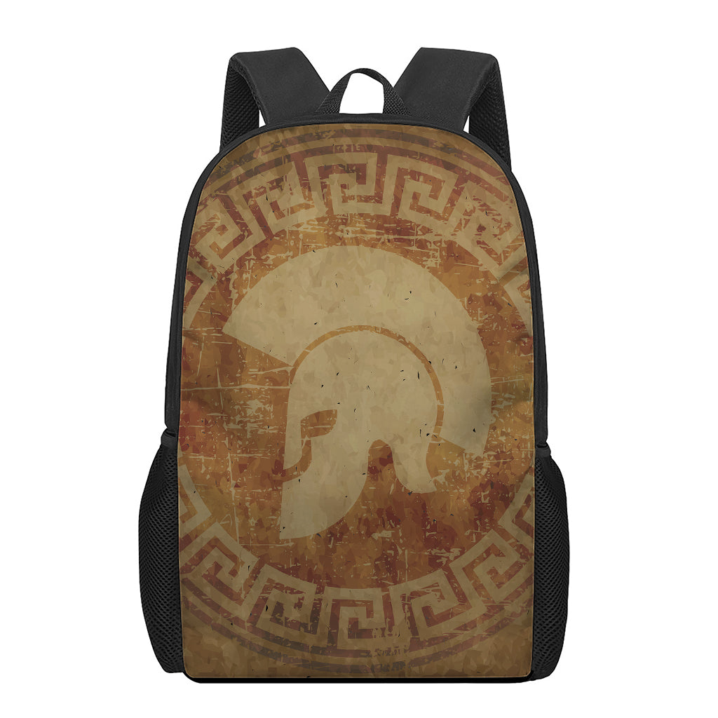 Ancient Spartan Helmet Print 17 Inch Backpack