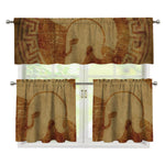 Ancient Spartan Helmet Print 3 Piece Kitchen Curtains