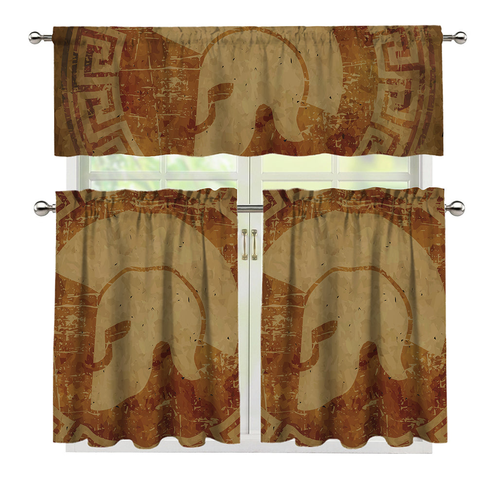 Ancient Spartan Helmet Print 3 Piece Kitchen Curtains