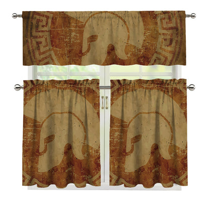 Ancient Spartan Helmet Print 3 Piece Kitchen Curtains