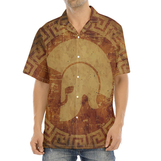 Ancient Spartan Helmet Print Aloha Shirt