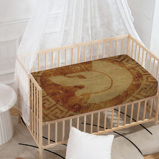 Ancient Spartan Helmet Print Baby Crib Sheet