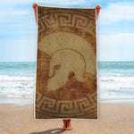 Ancient Spartan Helmet Print Beach Towel