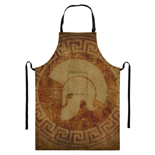 Ancient Spartan Helmet Print Bib Apron With Pocket