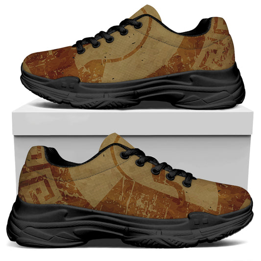 Ancient Spartan Helmet Print Black Chunky Shoes