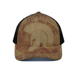 Ancient Spartan Helmet Print Black Mesh Trucker Cap