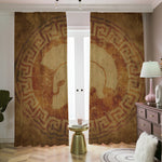 Ancient Spartan Helmet Print Blackout Pencil Pleat Curtains