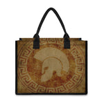 Ancient Spartan Helmet Print Canvas Tote Bag